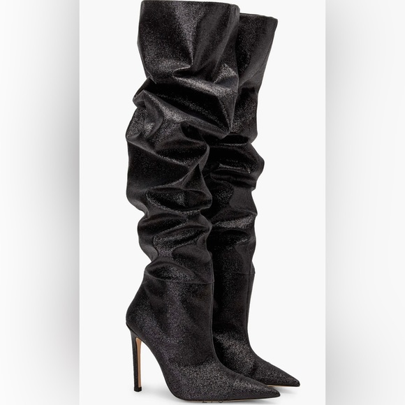 GOOD AMERICAN SLOUCH OVER THE KNEE BLACK GLITTER